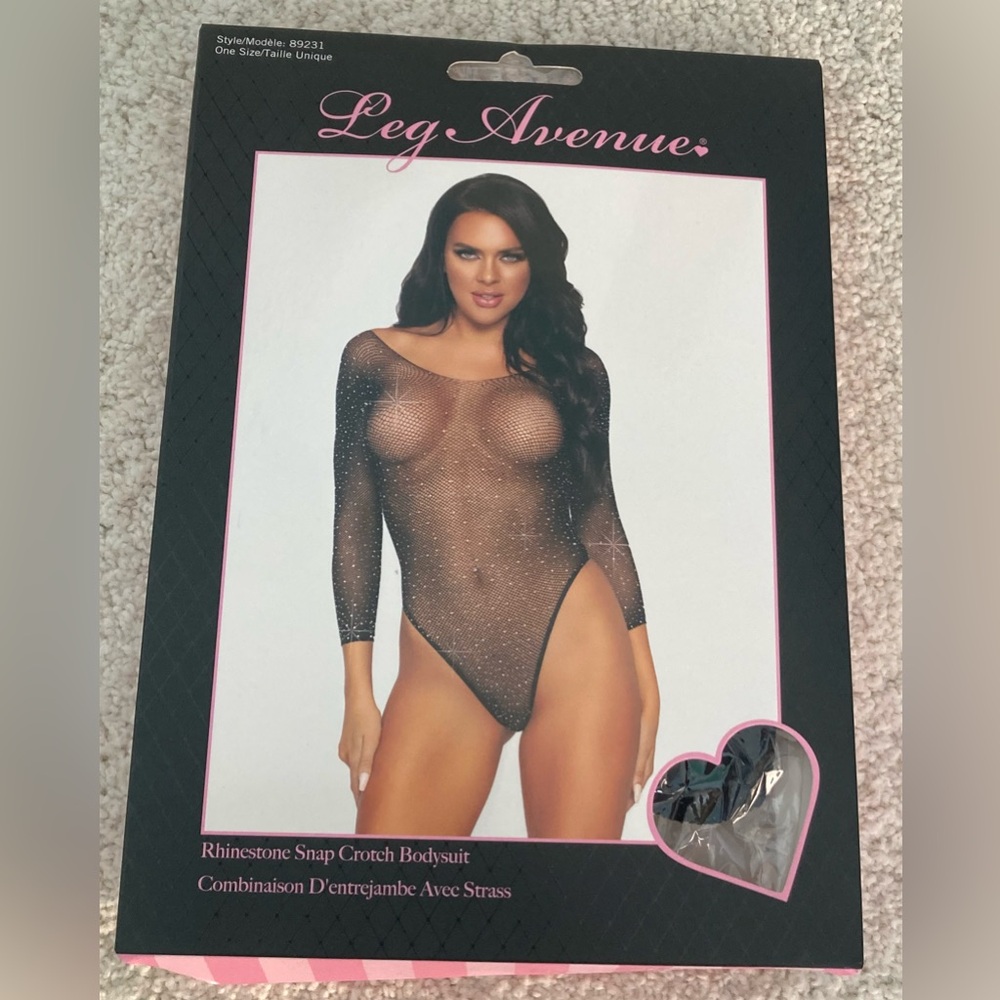 Leg Avenue Rhinestone Snap Crotch Bodysuit. One Size. New in the box.